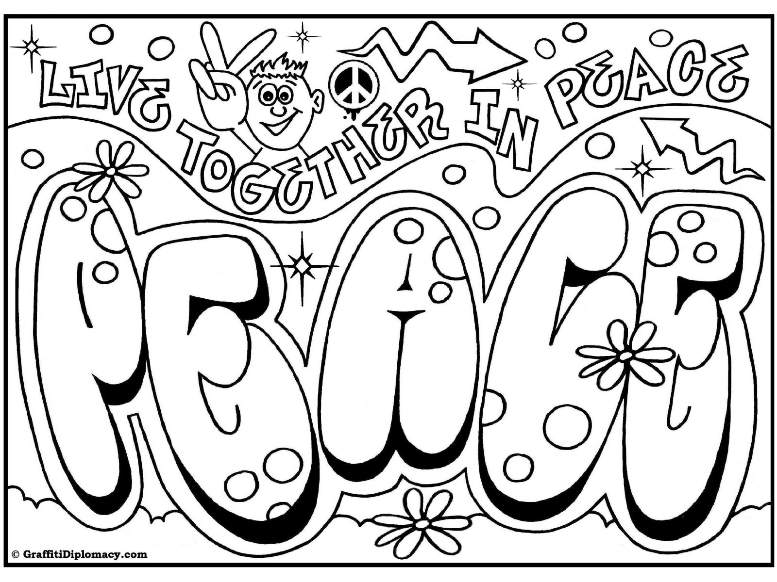 1600x1200 Coloring Graffiti Coloring Pages For Adults To Print Free Adult