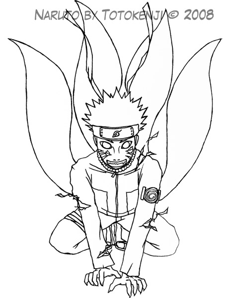 461x600 Drawing Of Naruto 4th Tail By Totokenji