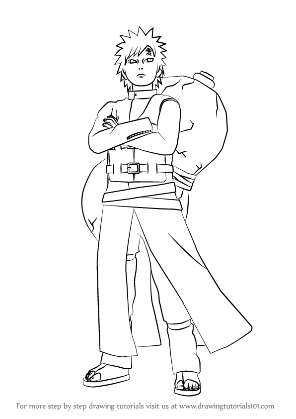 596x842 Learn How To Draw Gaara From Naruto (Naruto) Step By Step