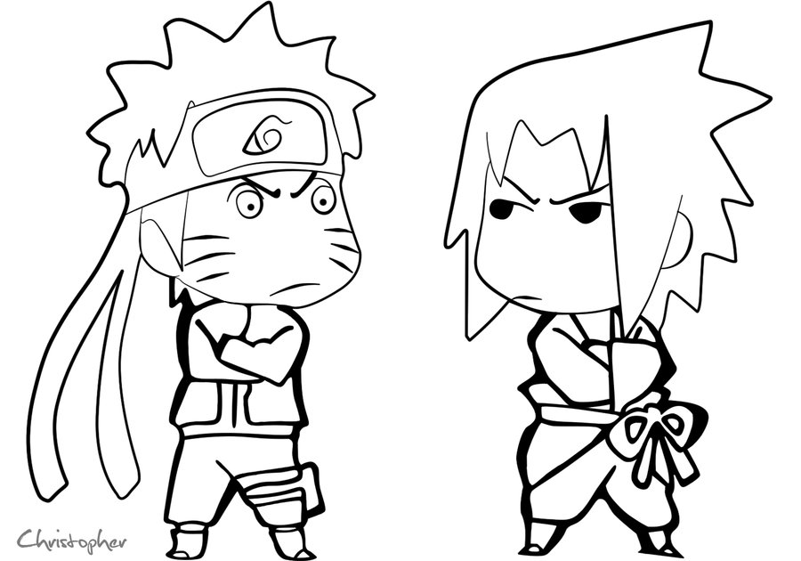 900x630 Naruto Vs Sasuke Line Art By Chrisdoebber