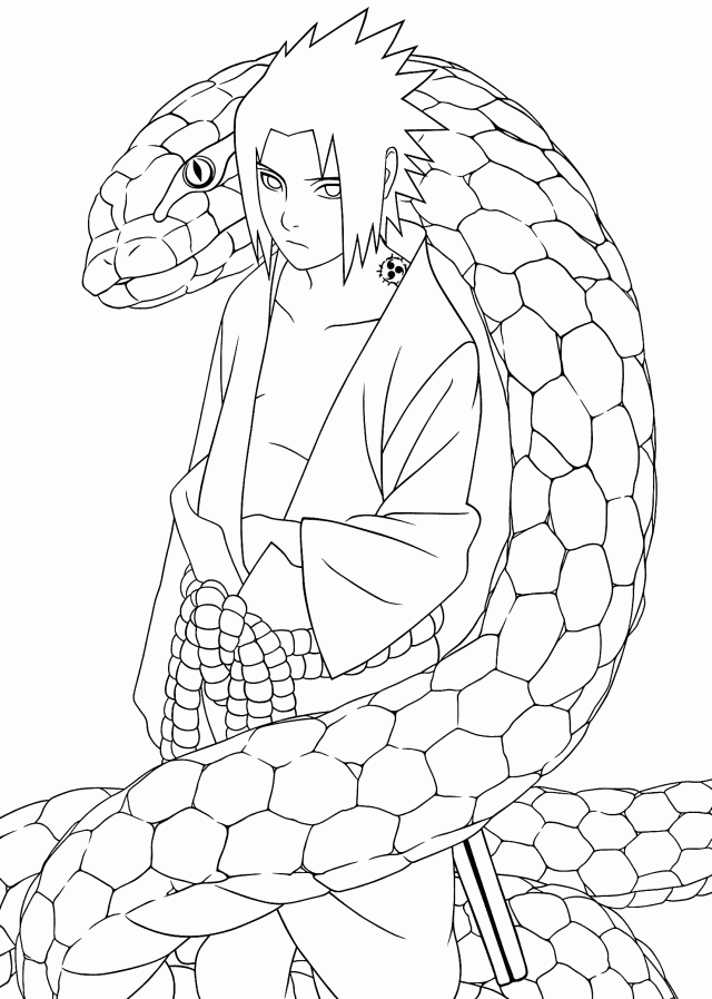 640x897 Snake Naruto Coloring Pages For Kids Printable Free 261992 Naruto