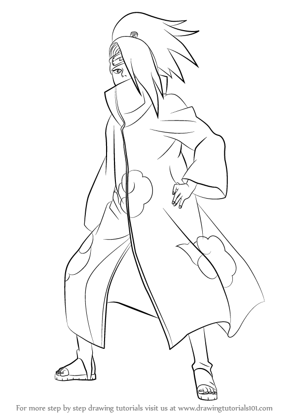 596x842 Learn How To Draw Deidara From Naruto (Naruto) Step By Step