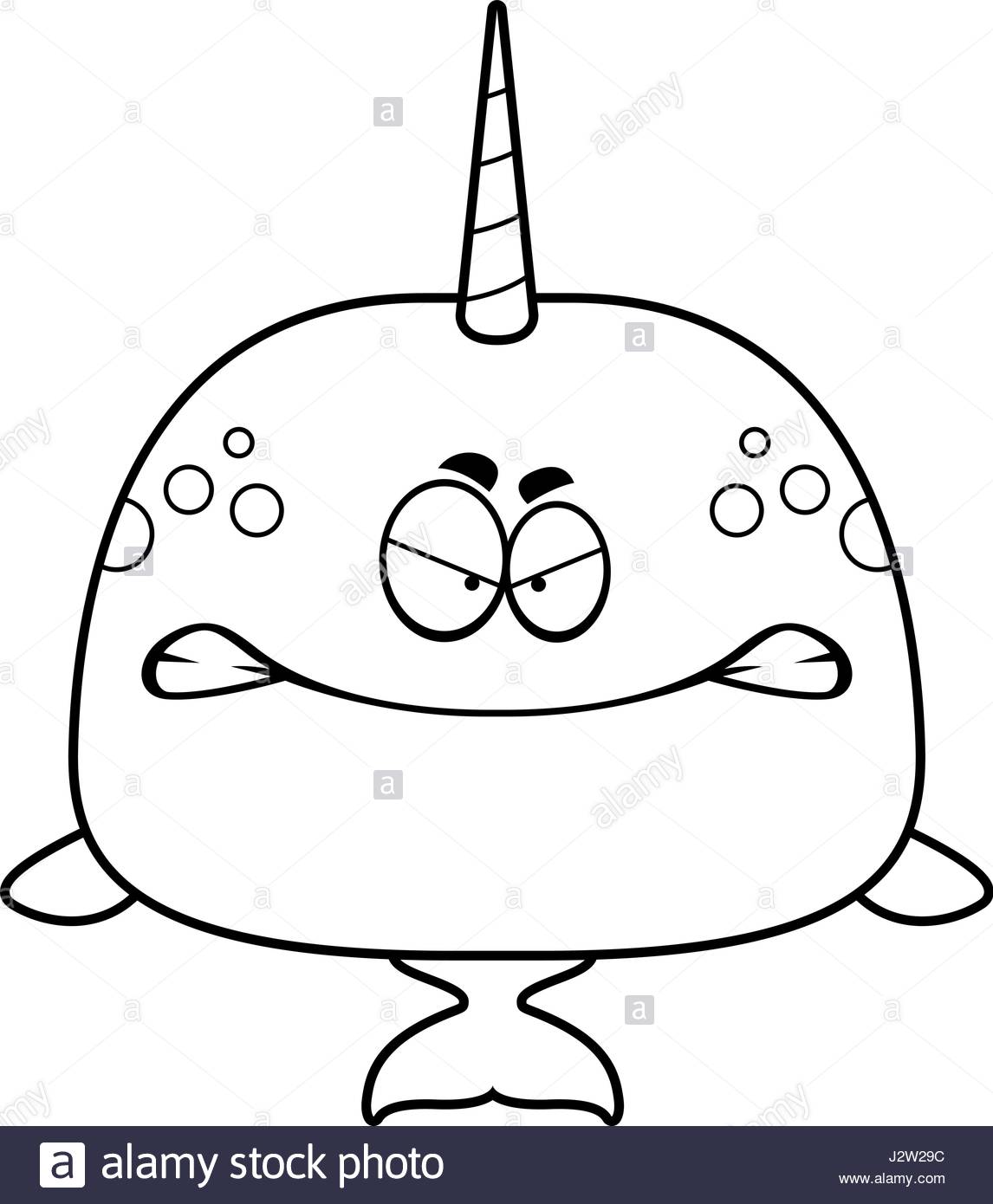 1146x1390 A Cartoon Illustration Of A Narwhal Looking Angry Stock Vector Art