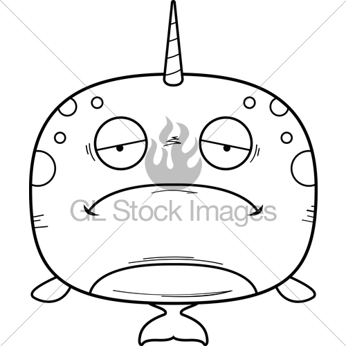 500x500 Sad Cartoon Narwhal Gl Stock Images