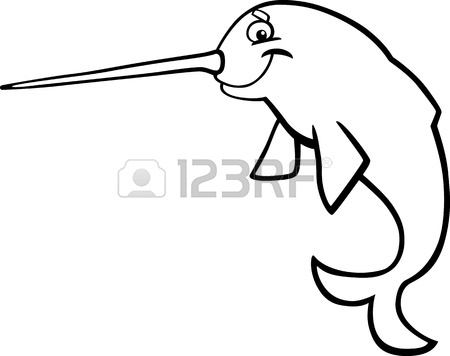 450x356 Cartoon Illustration Of Narwhal In The Water Royalty Free Cliparts