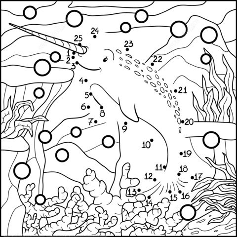 480x480 Narwhal Dot To Dot Free Printable Coloring Pages
