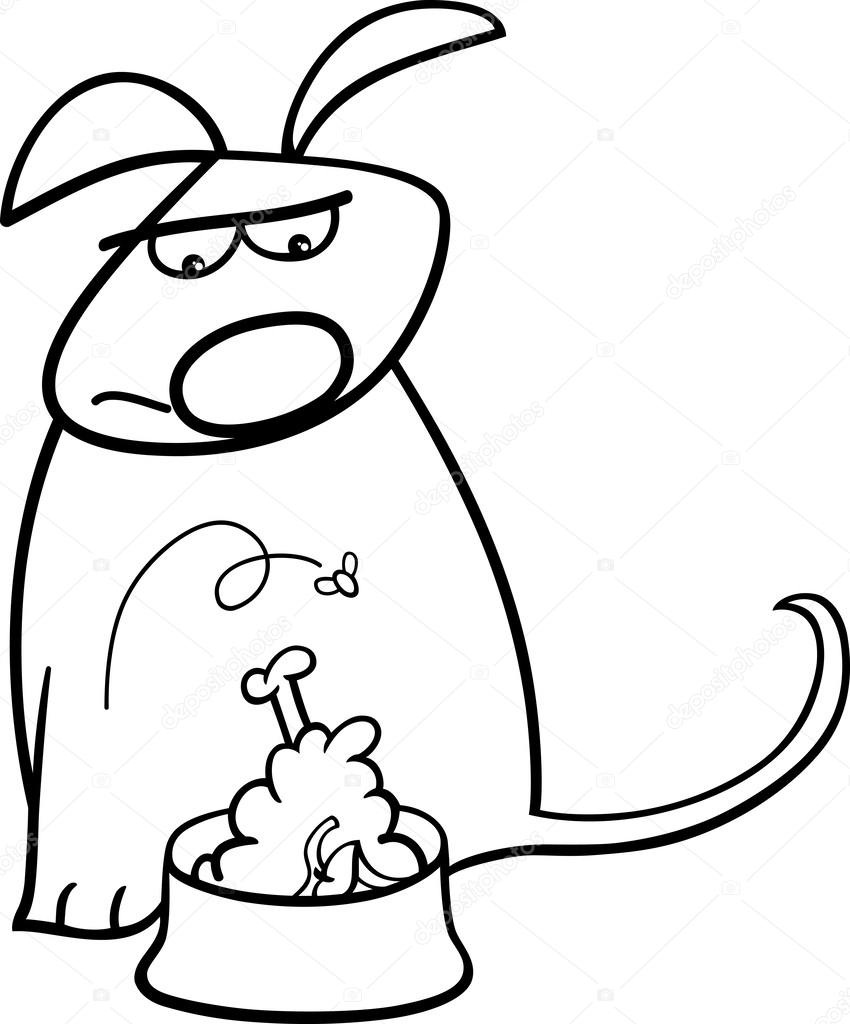 850x1024 Dog And Nasty Food Coloring Page Stock Vector Izakowski