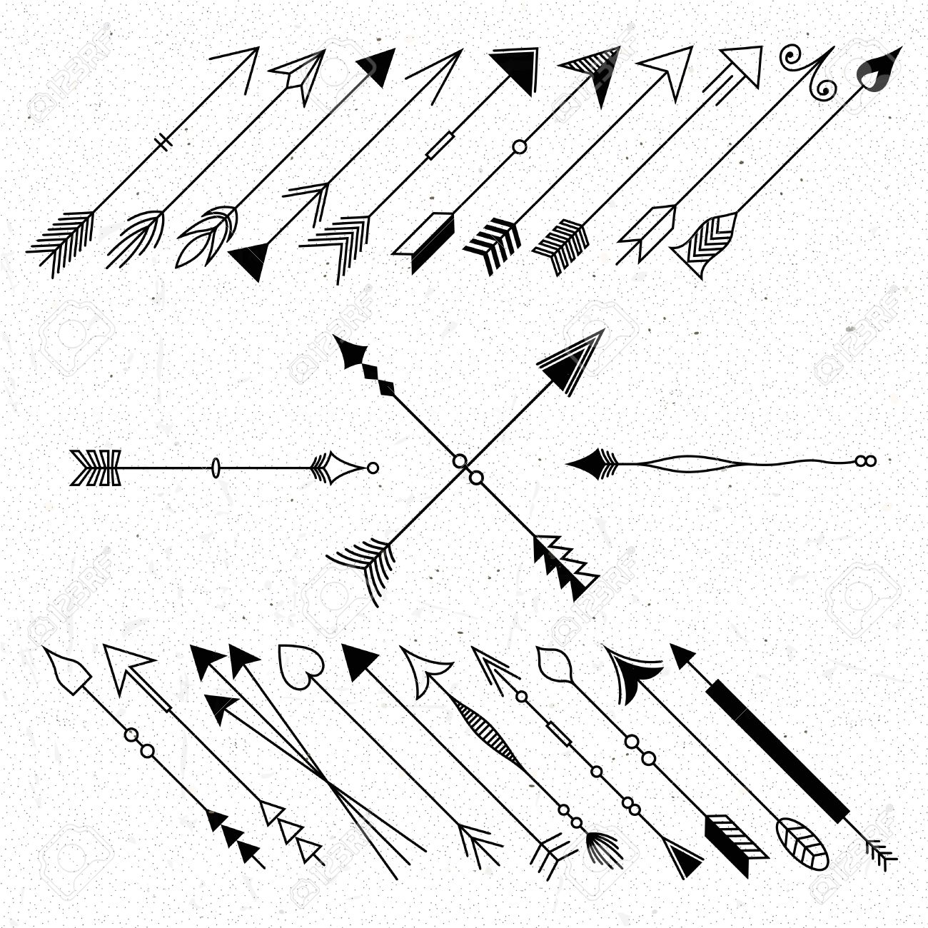 1300x1300 Hipster Arrows Collection. Big Set Of Hand Drawn, Hipster Arrows