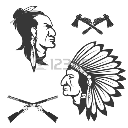 450x450 Indian Icons. Native Americans. American Indians Weapon. Vector