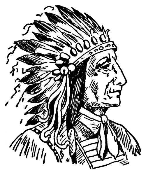 508x600 Indian Chief Clip Art, Vintage Native American Illustration, Black