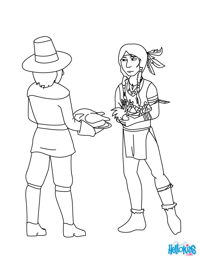 820x1060 Pilgrim And Native American Coloring Pages