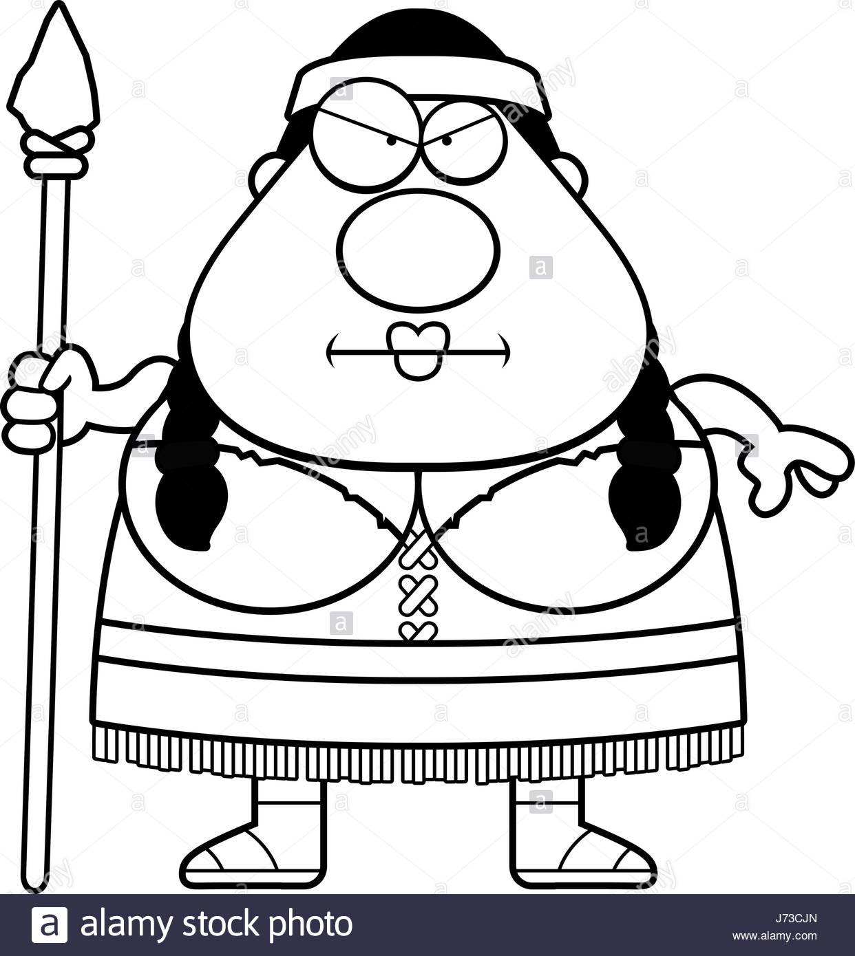 1242x1390 A Cartoon Illustration Of A Native American Woman With A Spear