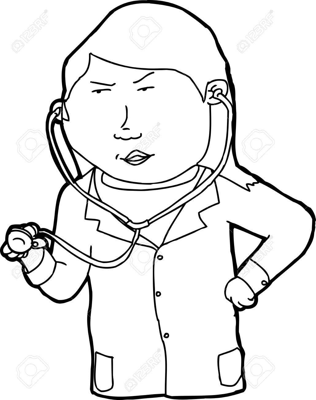 1030x1300 Outline Cartoon Of Female Native American Doctor Royalty Free