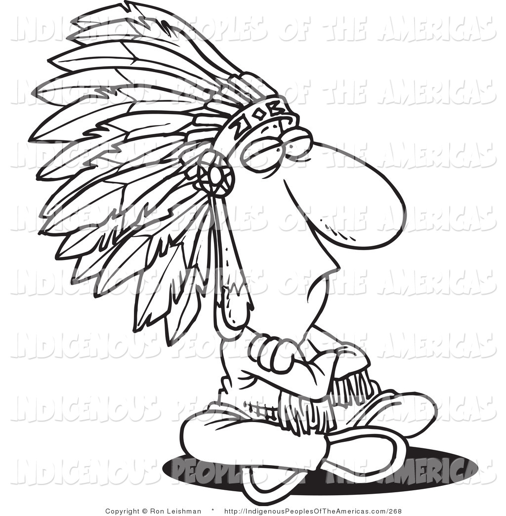 1024x1044 Vector Cartoon Clipart Of An Outlined Sitting Native American