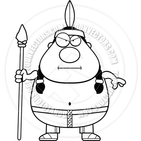 460x460 Cartoon Native American Spear (Black And White Line Art) By Cory
