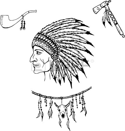 429x450 Man In The Native American Indian Chief. Indian Feather Headdress