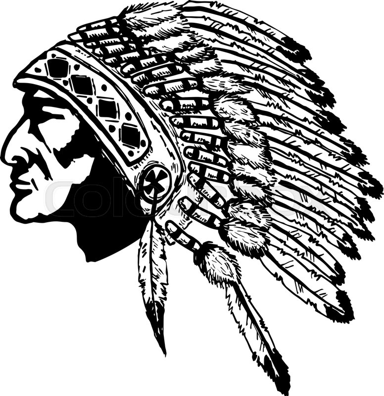776x800 Native American Chief Head Illustration. Design Elements For Logo