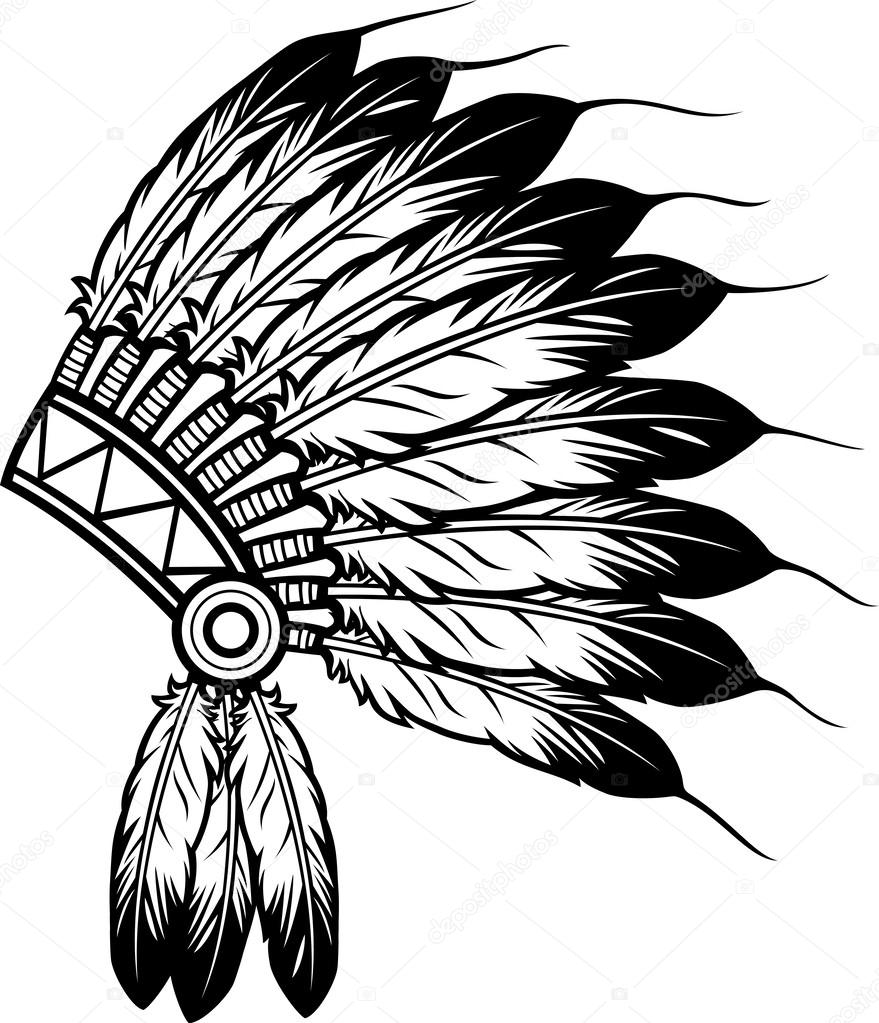 879x1023 Native American Indian Chief Headdress Stock Vector
