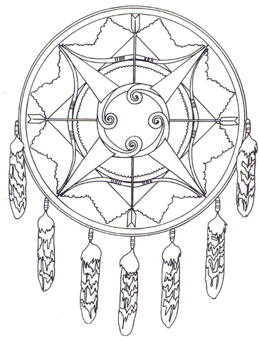 364x480 Native American Mandala With Bows And Arrows Coloring Page Free