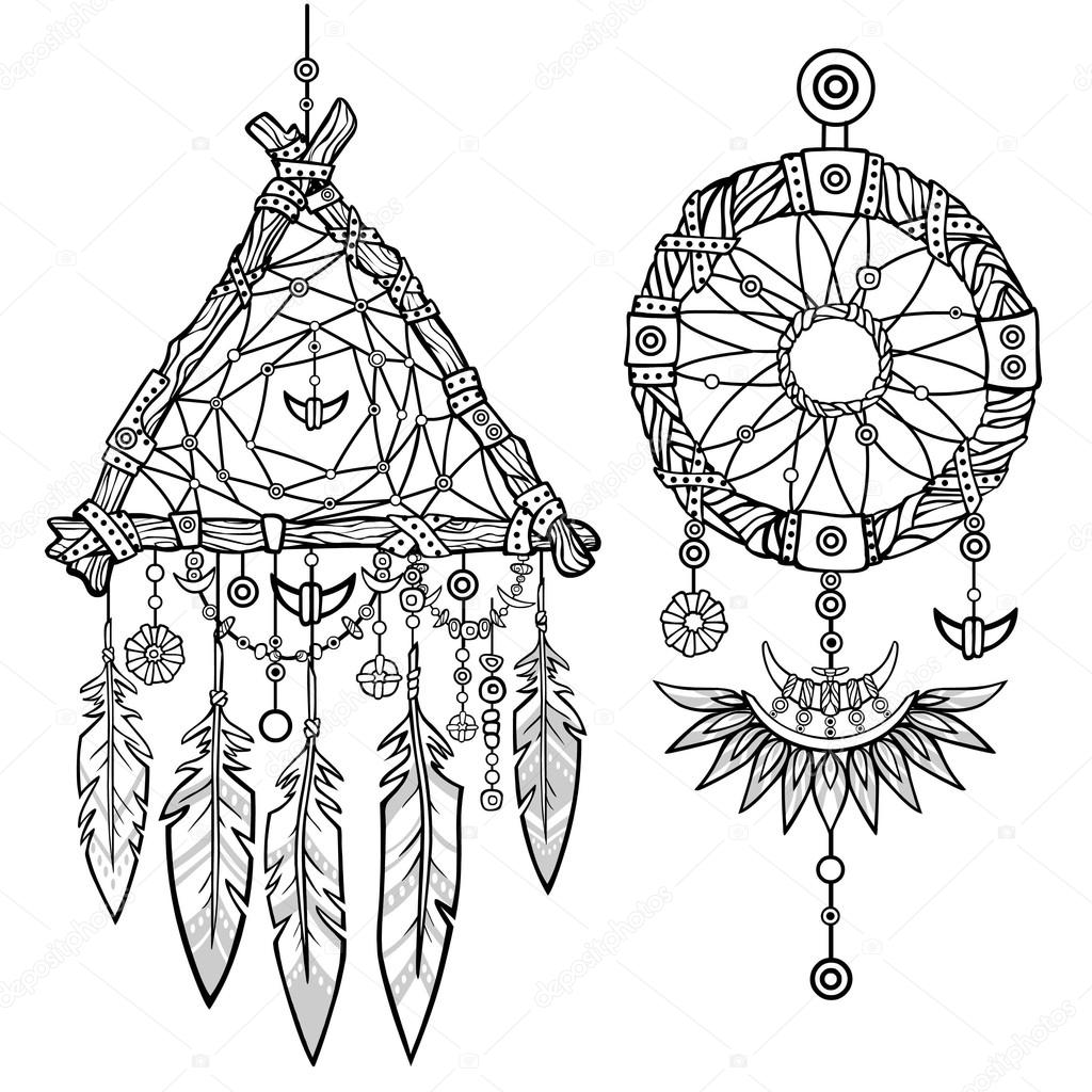 1024x1024 Round And Triangular Dreamcatcher.native American Indian Talisman