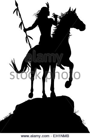 300x465 Native American Indian Silhouette With Horse Stock Vector Art
