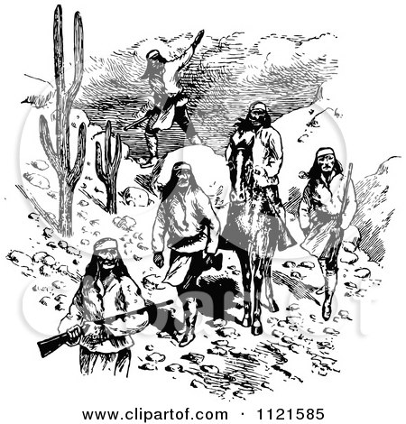 450x470 Clipart Of A Vintage Black And White Camp And Native American