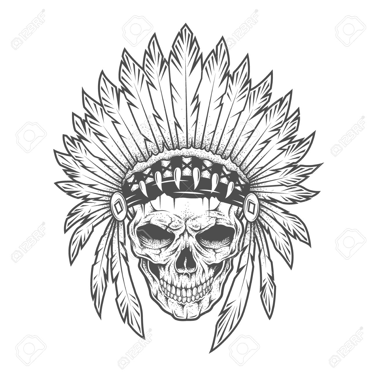 1300x1300 Indian Skull With Feathers Royalty Free Cliparts, Vectors,