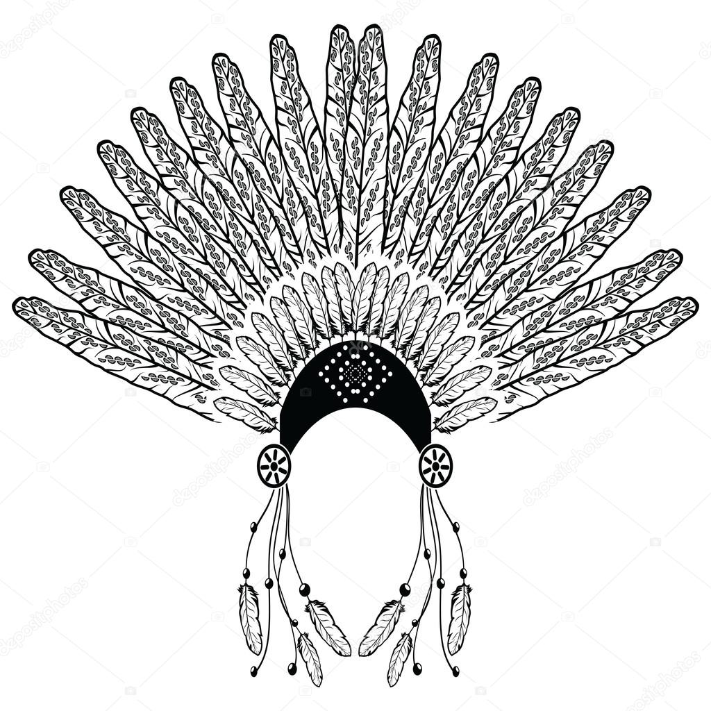 1024x1024 Aztec, Ethnic Style Headdress With Decorative And Plain Feathers