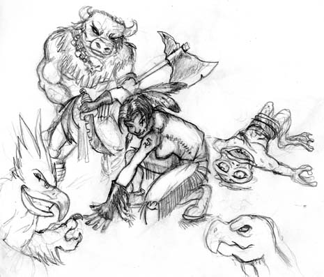 465x397 Drawn Warrior Indian