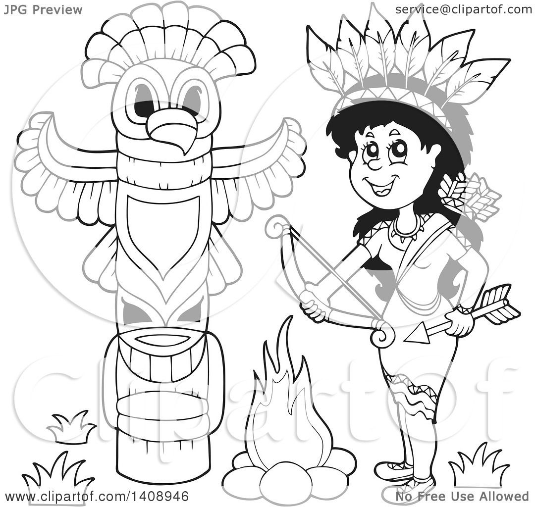 1080x1024 Clipart Of A Black And White Lineart Native American Woman Holding