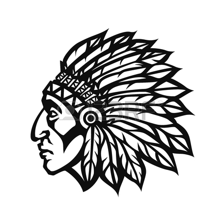 450x450 Native American Indian Chief Head Profile. Vector Vintage
