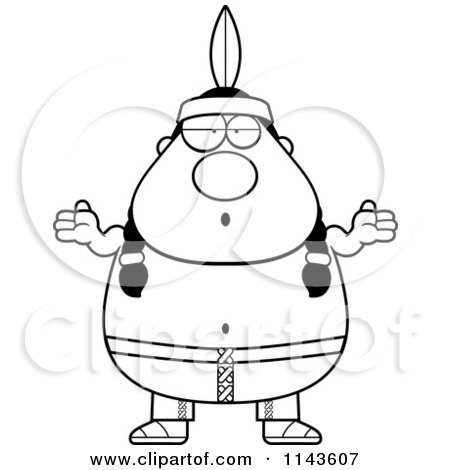 450x470 Cartoon Clipart Of A Black And White Chubby Native American Man