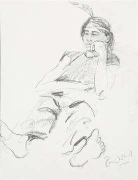 276x360 Ronnie Wood Native American Drawing A Graphite On Paper Drawing
