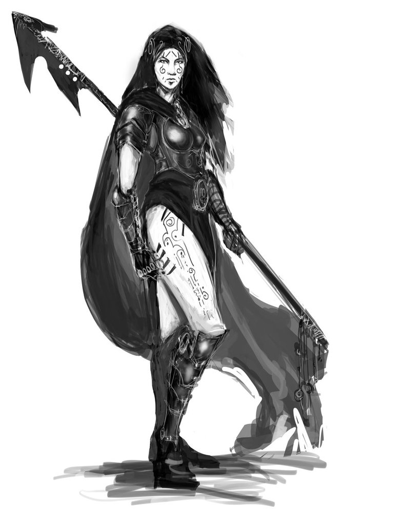 786x1017 Drawn Warrior Tribal Woman