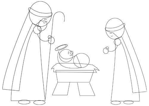 500x357 How To Draw Cartoon Nativity Scene Baby Jesus In Manger