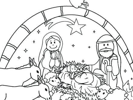 440x330 Coloring Pages Printable Manger Scene Christmas Coloring Pages