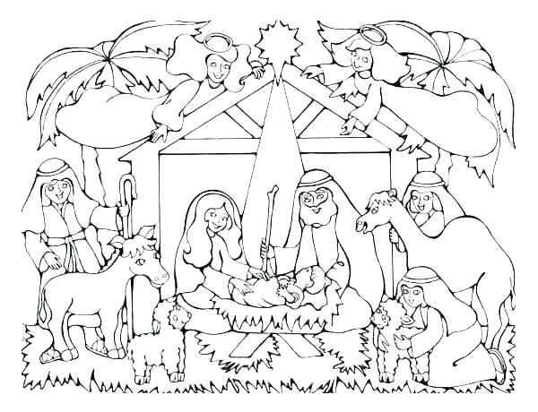 600x460 Amazing Nativity Scene Coloring Pages Kids The Colouring Page 2