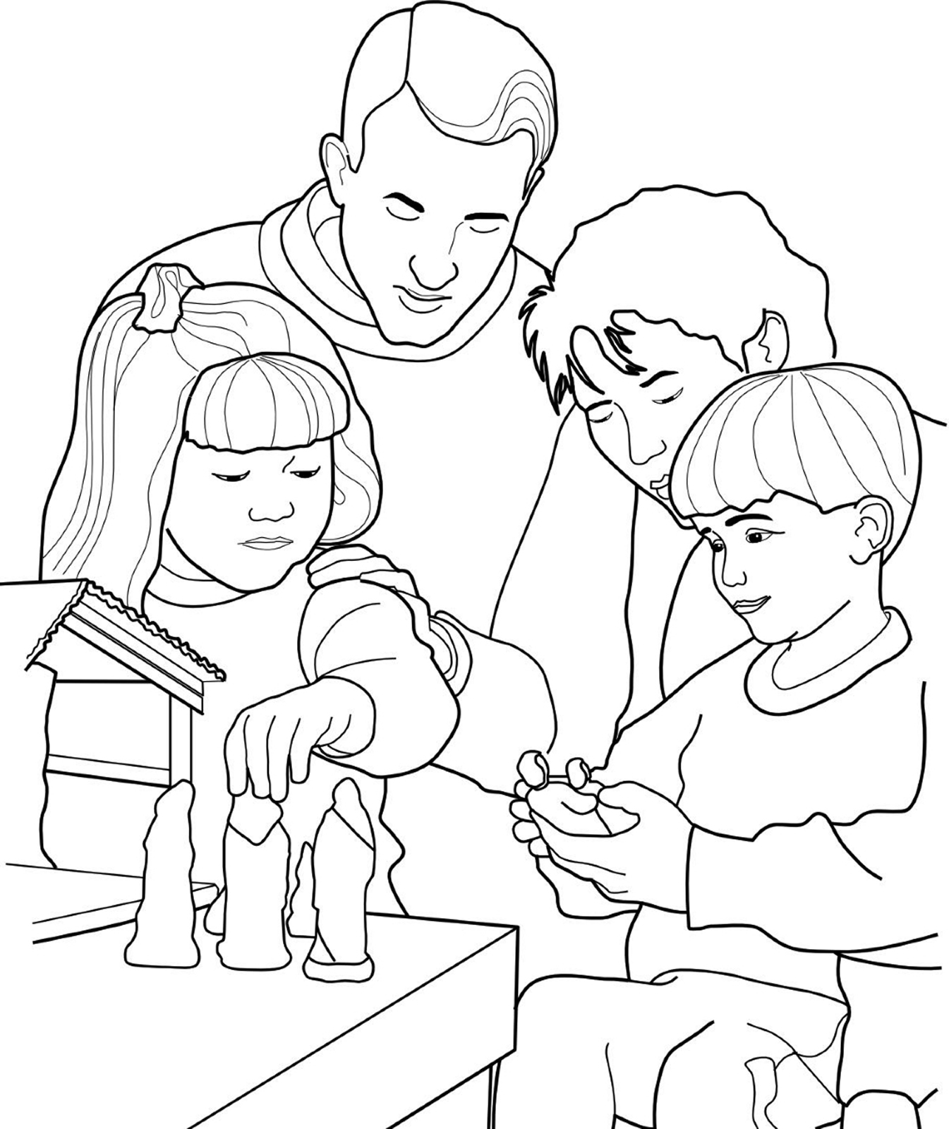 1345x1600 Family Setting Up The Nativity Scene