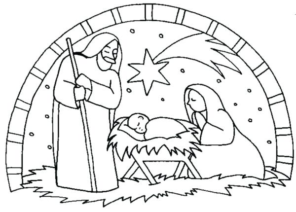 600x430 Nativity Scene Coloring Pages Pdf Free Printable For Kids Best