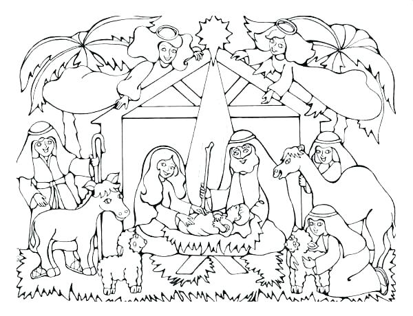 600x460 Printable Nativity Scene Coloring Pages Nativity Coloring Sheet