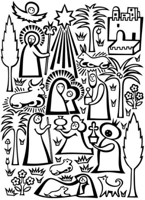 300x414 Free Printable Nativity Scene Patterns Melonheadz Freebies
