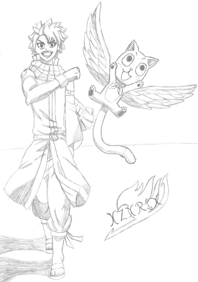 748x1067 Fairy Tail Happy And Natsu Drawing By Xzxrix