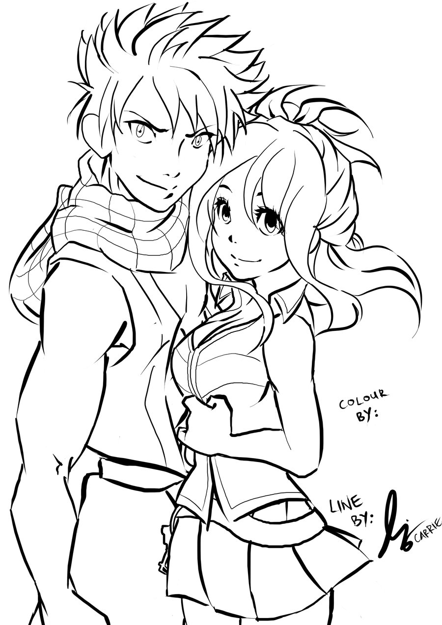 900x1273 Natsu X Lucy Line Art By Xxyami