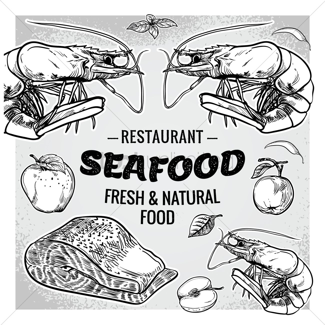 1300x1300 Seafood Restaurant With Fresh And Natural Food Vector Image