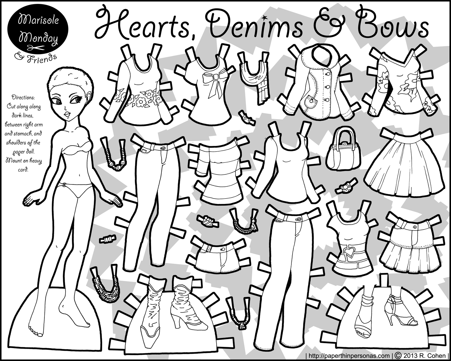 1500x1200 Hearts, Denims Amp Bows A Natural Hair Paper Doll