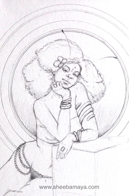 507x768 Black Women Art. Afrofuturism. Natural Hair Art. Drawing By Sheeba