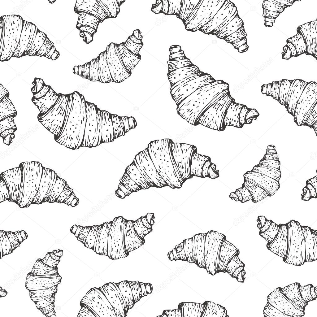 1024x1024 Seamless Nature Background With Croissant. Stock Vector