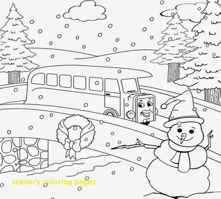 728x655 Scenery Coloring Pages With Nature For Drawing For Kids Nature