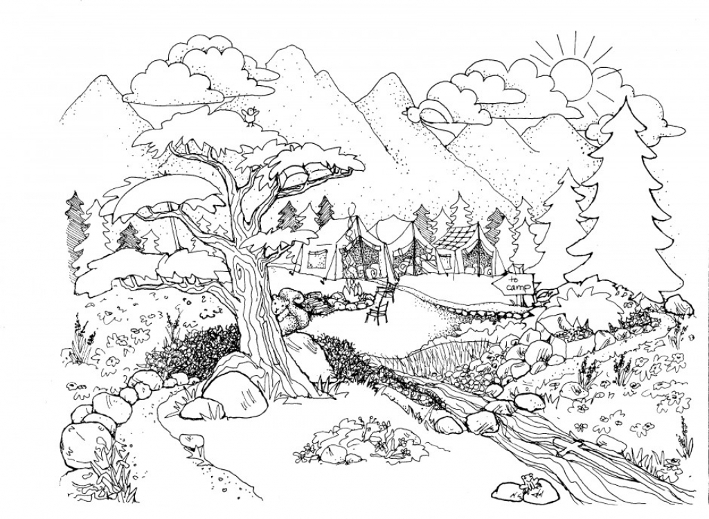 1024x750 Fall Coloring Pages Nature Scenes Beautiful Nature Coloring Pages