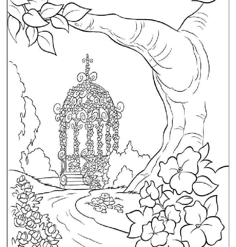 826x864 Outline Drawing For Scenery Free Coloring Pages Printable